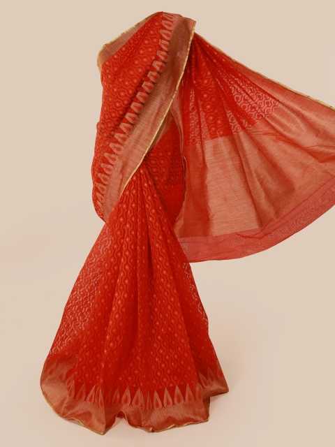 Pothys Red Woven Design Supernet Saree