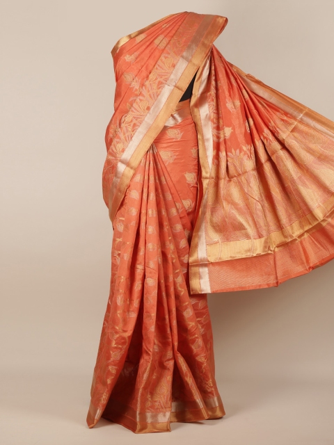 Pothys Orange Woven Design Jute Silk Saree