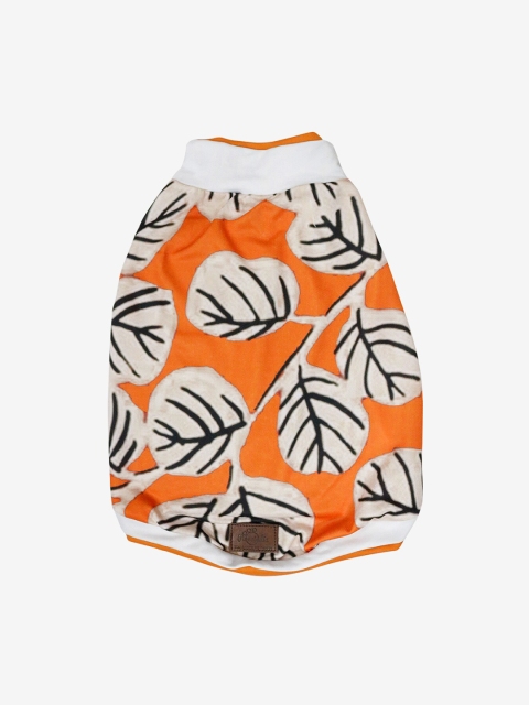 Pawsindia Orange & White Printed Dog T-Shirt