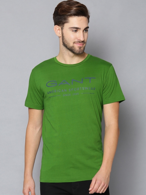 GANT Men Green Printed Round Neck T-shirt