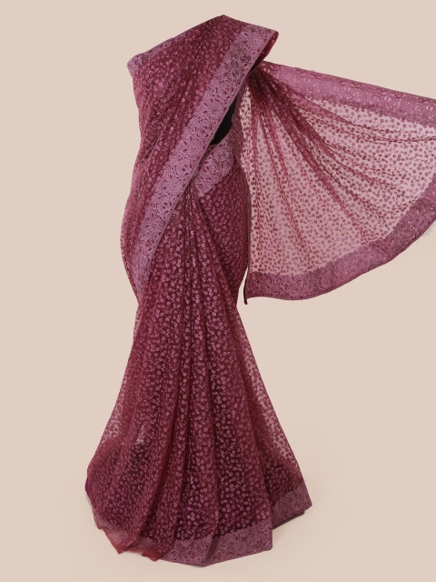 Pothys Purple Printed Supernet Saree