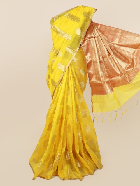 Pothys Yellow Woven Design Silk Cotton Saree