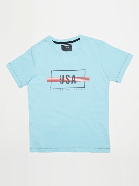 Octave Boys Blue Printed Round Neck T-shirt