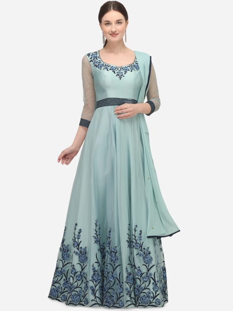 NAKKASHI Women Blue Embellished Maxi Dress