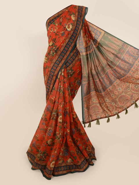 Pothys Red Printed Cotton Blend Saree