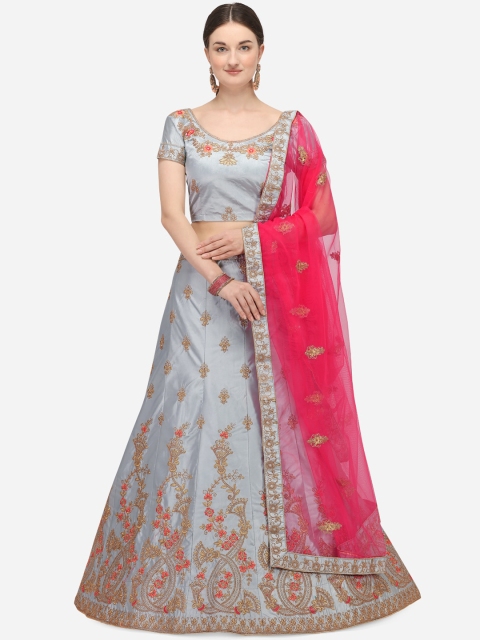 Netram Grey & Pink Embroidered Semi-Stitched Lehenga & Unstitched Blouse with Dupatta
Netram Grey & Pink Embroidered Semi-Stitched Lehenga & Unstitched Blouse with Dupatta