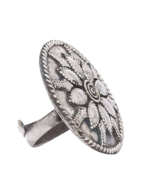 Rubans Oxidised Silver-Plated Handcrafted Finger Ring