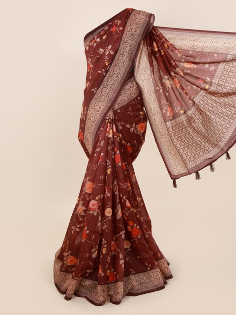 Pothys Maroon Printed Cotton Blend Saree