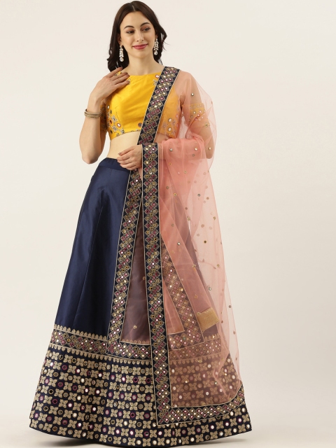 panchhi Navy Blue & Yellow Embroidered Semi-Stitched Lehenga & Unstitched Blouse with Dupatta
panchhi Navy Blue & Yellow Embroidered Semi-Stitched Lehenga & Unstitched Blouse with Dupatta