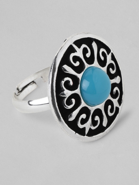 Rubans Oxidised Silver-Plated Blue Black Stone-Studded Enameled Adjustable Finger Ring
Rubans Oxidised Silver-Plated Blue Black Stone-Studded Enameled Adjustable Finger Ring