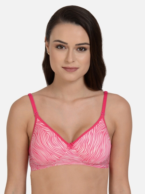mod & shy Pink & White Printed Non-Wired Lightly Padded Everyday Bra MS144M