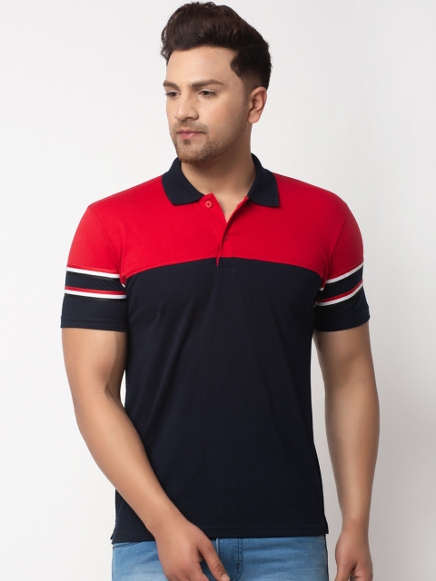 WILD WEST Men Multicoloured Colourblocked Polo Collar T-shirt, Multi