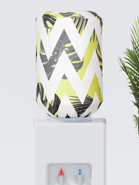 Cortina White & Yellow Printed Water Dispenser Cover
