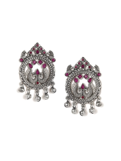 Rubans Silver-Toned Contemporary Studs