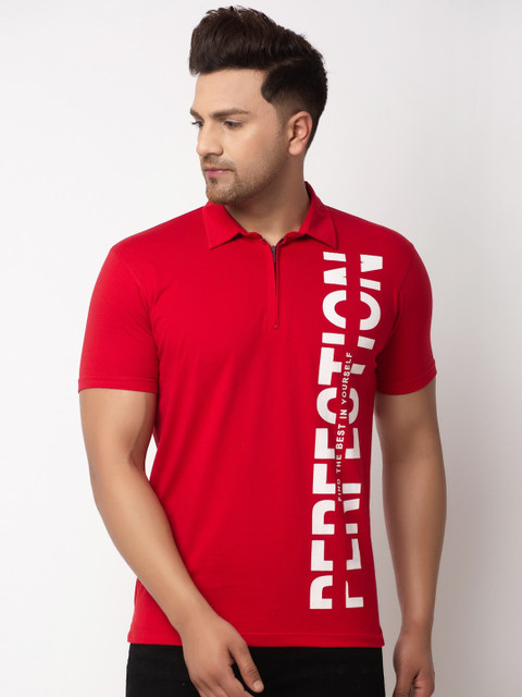 WILD WEST Men Red Printed Polo Collar T-shirt 
WILD WEST Men Red Printed Polo Collar T-shirt