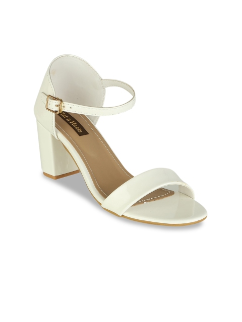 Flat n Heels Women White Solid Block Heels