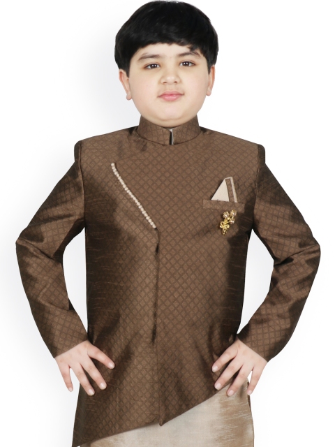 SG YUVRAJ Boys Brown Ethnic Tailored Jacket
