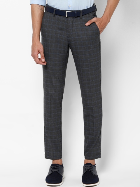 Allen Solly Men Grey Slim Fit Checked Formal Trousers