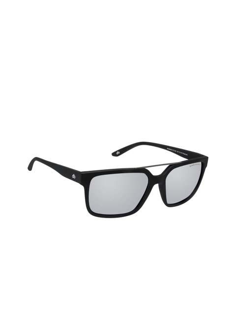 David Blake Unisex Grey Lens & Black Square Sunglasses With