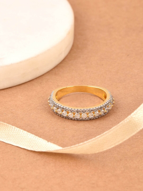 Tistabene Gold-Plated & White Stone-Studded Finger Ring