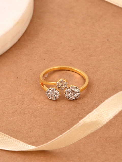 Tistabene Gold-Plated & White Stone-Studded Finger Ring