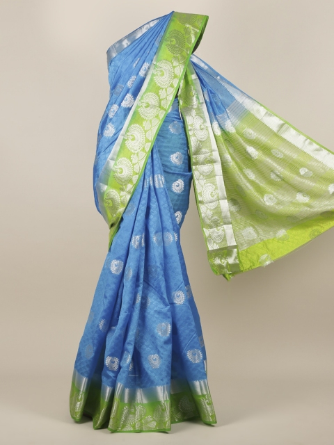 Pothys Blue Woven Design Jute Silk Saree