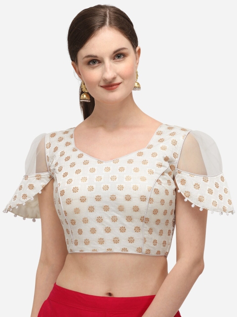 Fab Dadu Women Off White & Gold-Coloured Woven Design Jacquard Readymade Saree Blouse
Fab Dadu Women Off White & Gold-Coloured Woven Design Jacquard Readymade Saree Blouse