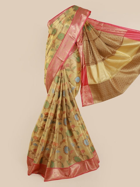 Pothys Yellow Printed Tissue Saree
