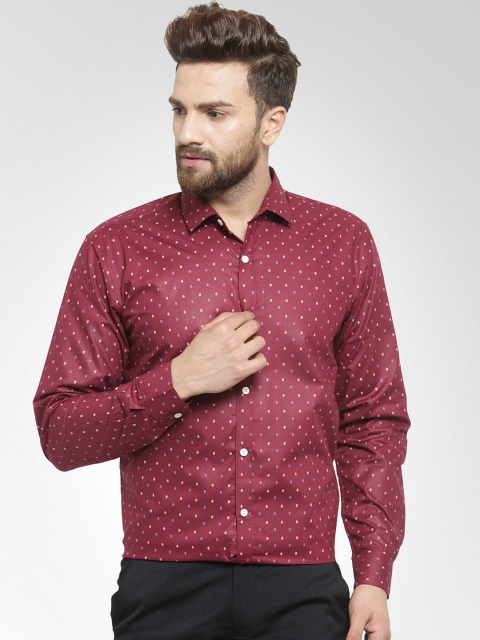 JAINISH Men Maroon Regular Fit Printed Casual Shirt