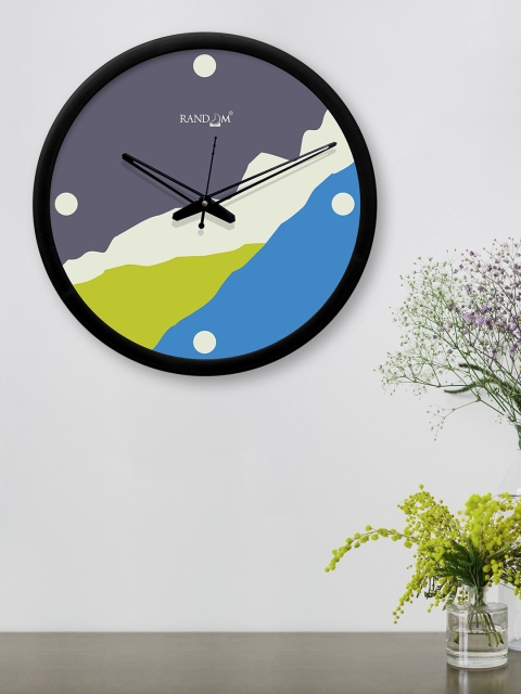 RANDOM Grey & Blue Round Printed 30.4 cm Analogue Wall Clock