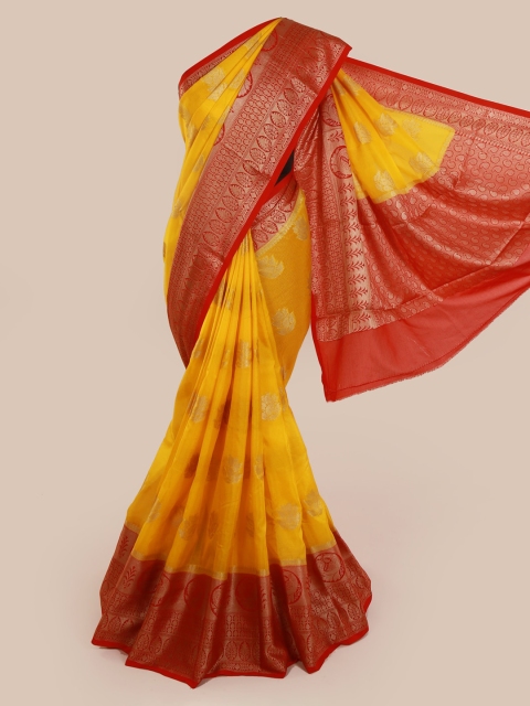 Pothys Yellow & Red Tissue Woven Design Saree