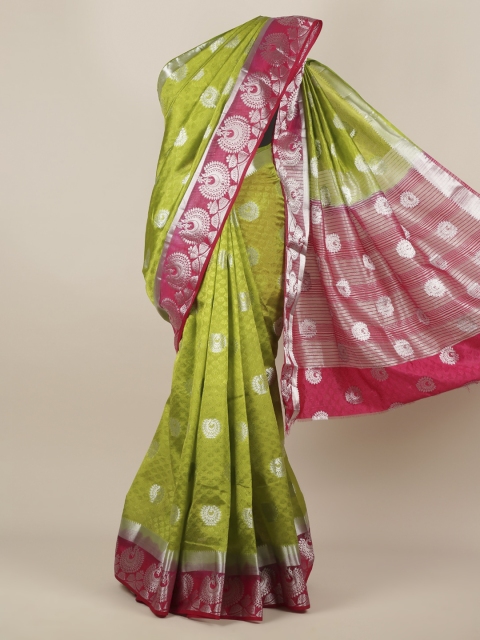 Pothys Green & Pink Jute Silk Woven Design Saree