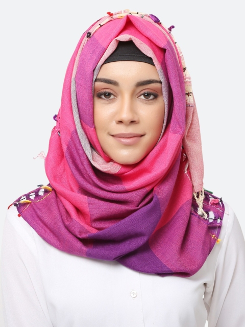 MOMIN LIBAS Women Pink & Blue Printed Hijab