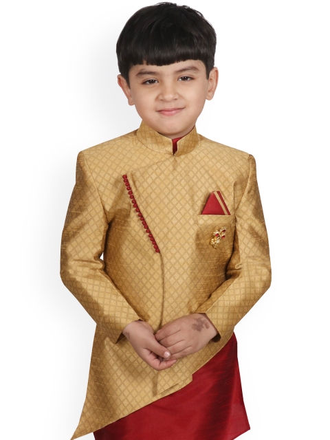 SG YUVRAJ Boys Gold-Toned Ethnic Tailored Jacket