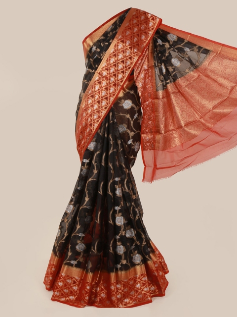 Pothys Black Woven Design Tissue Saree