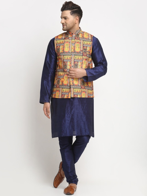 Benstoke Men Blue Solid Kurta with Pyjamas