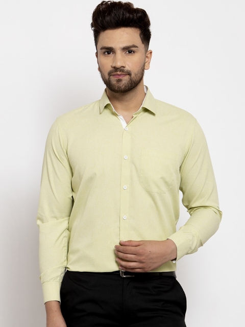 JAINISH Men Lime Green Regular Fit Solid Casual Shirt
