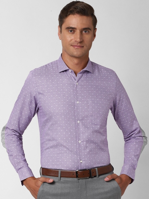 Peter England Men Purple Slim Fit Self Design Formal Shirt