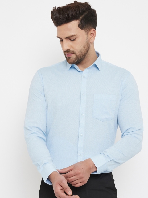 Canary London Men Blue Slim Fit Self Design Formal Shirt