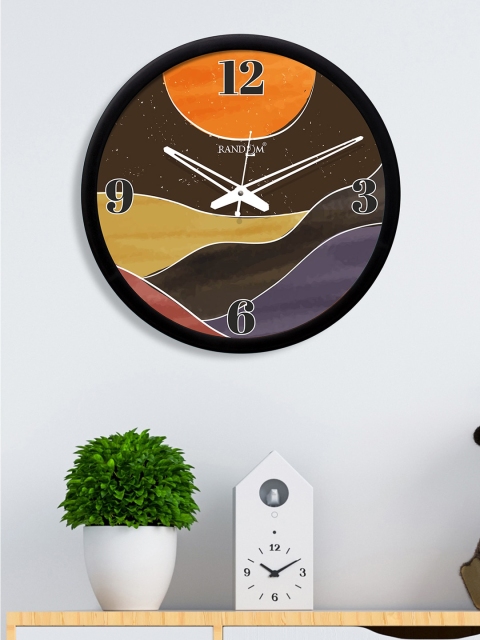 RANDOM Multicoloured Round Printed 30.4 cm Analogue Wall Clock, Multi