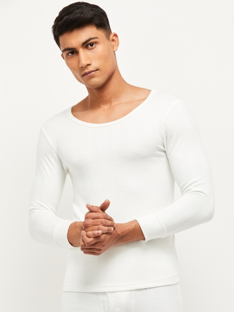 max Men White Solid Thermal Innerwear Vest