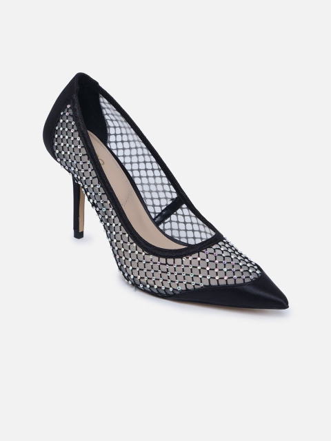 ALDO Women Black & Grey Woven Design Pumps