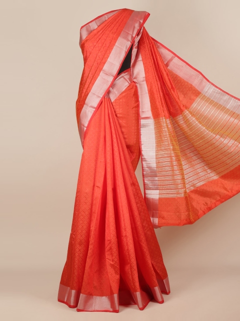 Pothys Orange Woven Design Jute Silk Saree