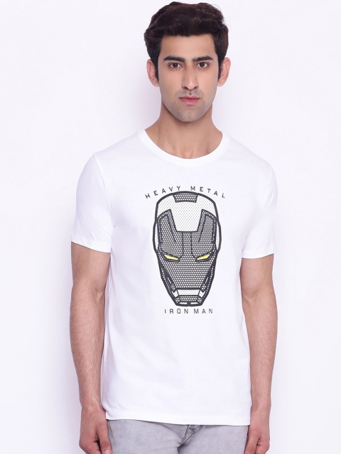 Marvel Avengers Men White Printed Round Neck T-shirt