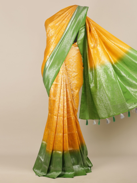 Pothys Yellow Solid Jute Silk Saree
