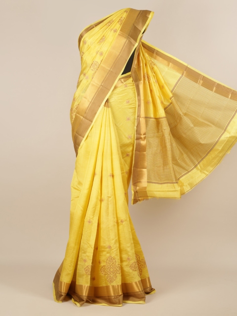 Pothys Yellow Woven Design Jute Silk Saree
