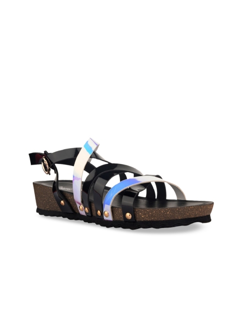 NECTAR KICKS Women Black Leather Colourblocked Flatforms