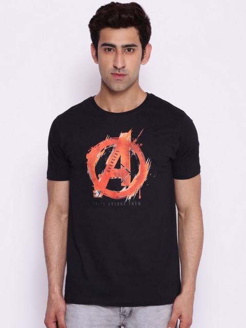 Marvel Avengers Men Black Printed Round Neck T-shirt