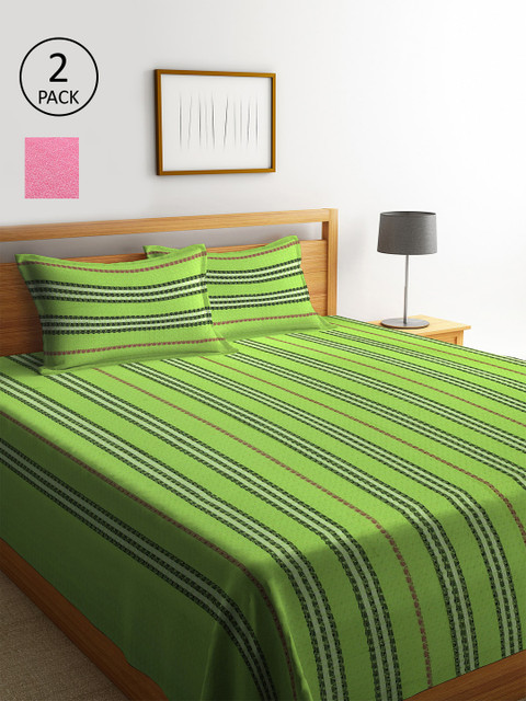 KLOTTHE Green & Pink Set Of 2 Woven Design Double King Bed Covers With 4 Pillow Covers
KLOTTHE Green & Pink Set Of 2 Woven Design Double King Bed Covers With 4 Pillow Covers