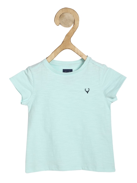 Allen Solly Junior Girls Blue Solid Round Neck T-shirt